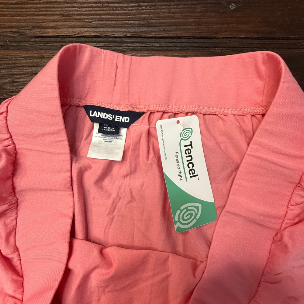 Lands End Womens 1X Colorblock Tiered Midi Skirt Pink Orange Cotton Modal NEW - Picture 4 of 9